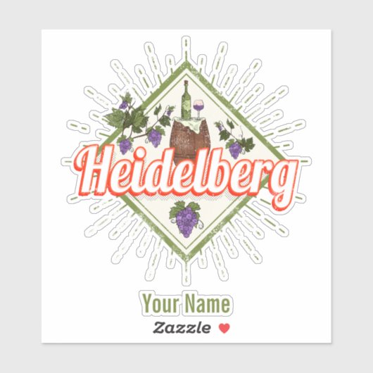 Heidelberg am Neckar Germany Retro Wine  Sticker (Vel)