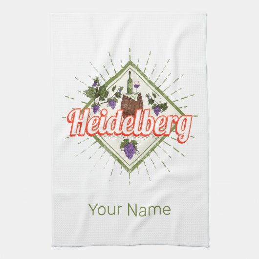 Heidelberg am Neckar Germany Retro Wine  Theedoek (Verticaal)