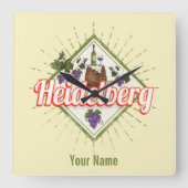 Heidelberg am Neckar Germany Retro Wine  Vierkante Klok (Voorkant)
