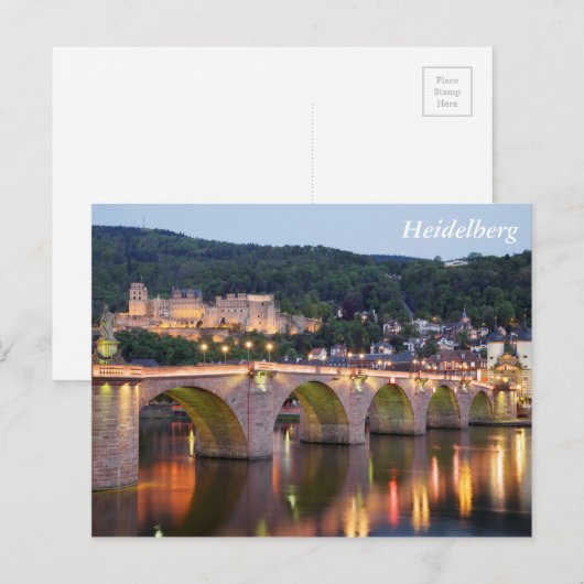 Heidelberg-avond Briefkaart (Voorkant / Achterkant)