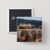 Heidelberg-avond Vierkante Button 5,1 Cm (Voorkant /achterkant)