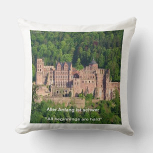 Heidelberg Castle & German Gezegde Cotton Pillow Kussen