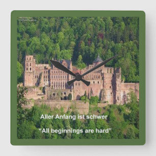 Heidelberg Castle & German Gezegde Wall Clock Vierkante Klok
