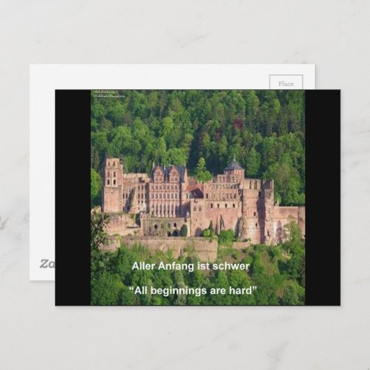 Heidelberg Castle in het Duits en Duits Gezegde Briefkaart (Voorkant / Achterkant)