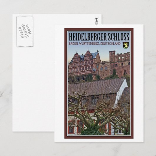 Heidelberg - Castle van onder Briefkaart (Voorkant / Achterkant)