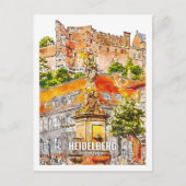 Heidelberg Duitsland Beroemde Reisplaats Waterverf Briefkaart (Voorkant)