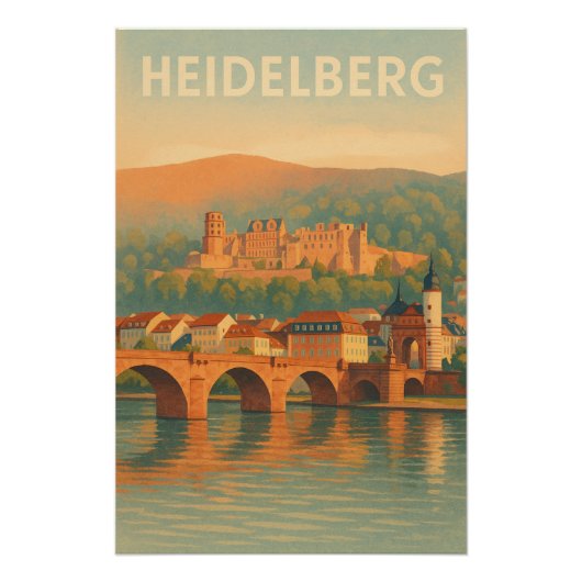Heidelberg, Duitsland Retro Reizen Perfect Poster (Voorkant)