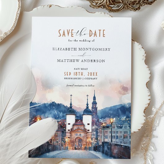 Heidelberg Duitsland Save the Date Wedding Kaart