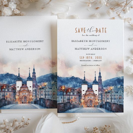 Heidelberg Duitsland Save the Date Wedding Kaart