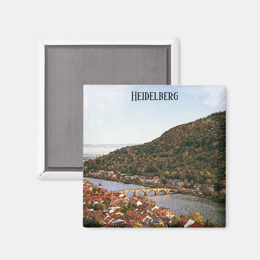 Heidelberg Duitsland Stadsdeel Uitzicht Magneet (Voorkant / Achterkant)