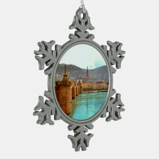 Heidelberg, Duitsland Tin Sneeuwvlok Ornament (Links)