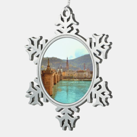 Heidelberg, Duitsland Tin Sneeuwvlok Ornament (Rechts)