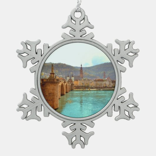 Heidelberg, Duitsland Tin Sneeuwvlok Ornament (Voorkant)