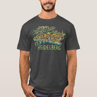 Heidelberg Duitsland Unique Hand Drawn Art Gift T-shirt