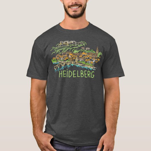 Heidelberg Duitsland Unique Hand Drawn Art Gift T-shirt (Voorkant)