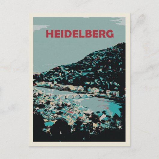 Heidelberg en Neckar rivier Duitsland Romantische  Briefkaart (Voorkant)