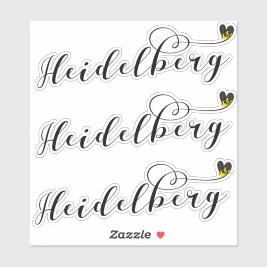 Heidelberg Flag Heart, Duitsland Sticker (Vel)
