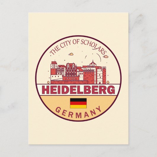 Heidelberg Germany City Skyline Emblem Briefkaart (Voorkant)