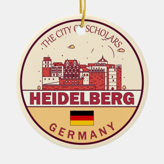 Heidelberg Germany City Skyline Emblem Keramisch Ornament (Voorkant)