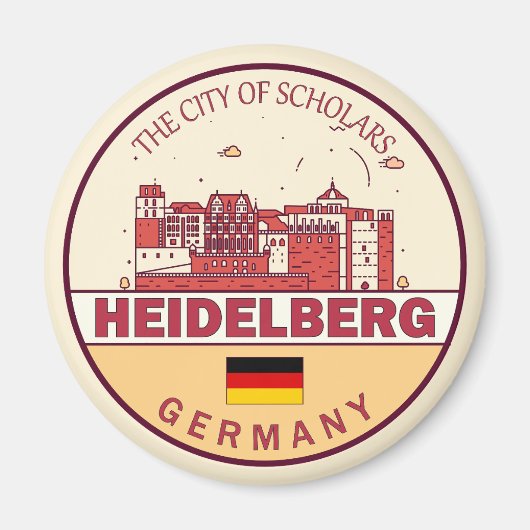 Heidelberg Germany City Skyline Emblem Magneet (Voorkant)