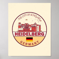 Heidelberg Germany City Skyline Emblem