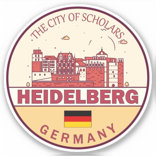 Heidelberg Germany City Skyline Emblem Sticker (Voorkant)