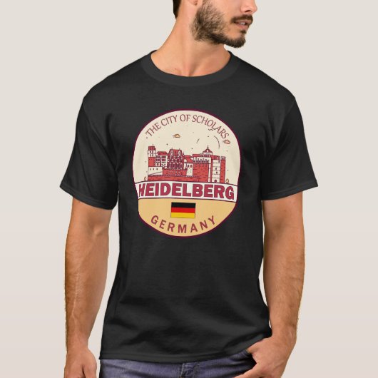 Heidelberg Germany City Skyline Emblem T-shirt (Voorkant)