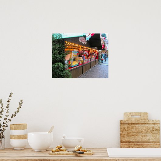 Heidelberg-kerstmarkt, kerststal poster (Keuken)