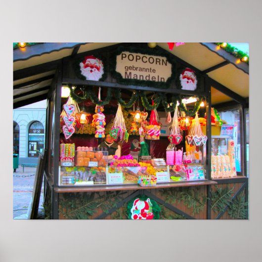 Heidelberg kerstmarkt, snoep en popcorn poster (Voorkant)