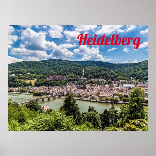 Heidelberg Neckar Panorama Duitsland Poster (Voorkant)