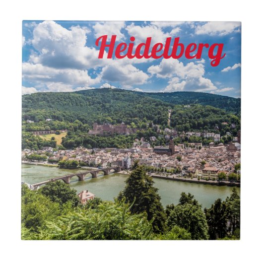Heidelberg Neckar Panorama Duitsland Tegeltje (Voorkant)