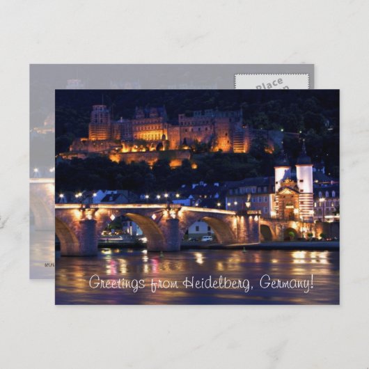 Heidelberg op het Briefkaart van Night (Voorkant / Achterkant)