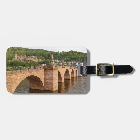 Heidelberg-uitzicht met de Neckar Bagagelabel (Voorkant horizontaal)