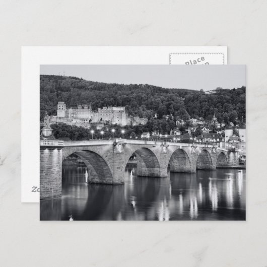 Heidelberg-uitzicht 's avonds briefkaart (Voorkant / Achterkant)