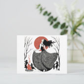 Heidense dansende vrouwen rood wit zwart briefkaart (Staand voorkant)