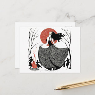 Heidense dansende vrouwen rood wit zwart briefkaart