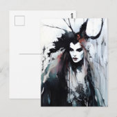 heidense godin zwart inkt schilderij briefkaart (Voorkant / Achterkant)