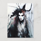 heidense godin zwart inkt schilderij briefkaart (Voorkant)