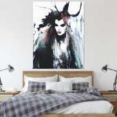 heidense godin zwart inkt schilderij canvas afdruk (Insitu (Slaapkamer))