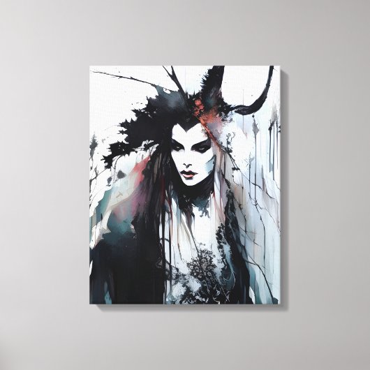 heidense godin zwart inkt schilderij canvas afdruk (Voorkant)