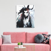 heidense godin zwart inkt schilderij canvas afdruk (Insitu (Woonkamer))
