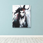 heidense godin zwart inkt schilderij canvas afdruk (Insitu (Houten vloer))