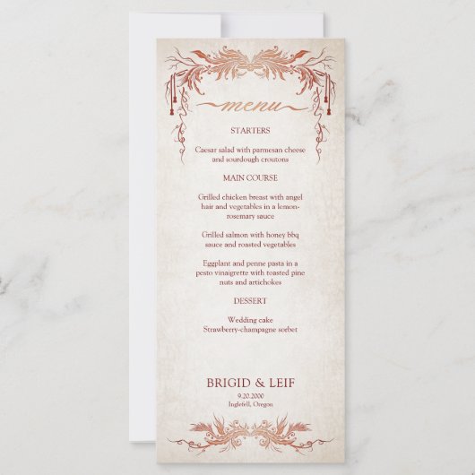 Heidense Handfasting Bruiloftsmenu (Voorkant)
