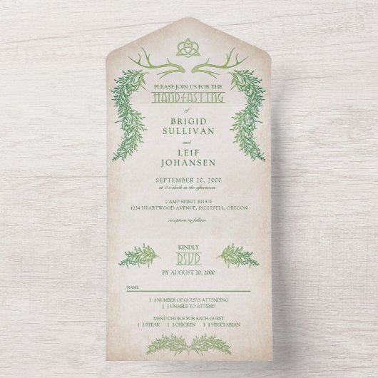 Heidense Handfasting Huwelijk All In One Uitnodiging (Binnen)