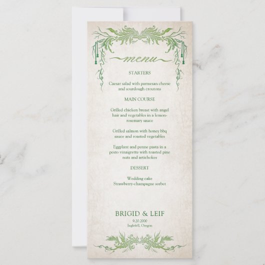 Heidense Handfasting Trouwmenu (Voorkant)