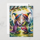 Heidense lesbische heksen in regenboogheks Petten Briefkaart (Voorkant / Achterkant)