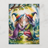 Heidense lesbische heksen in regenboogheks Petten Briefkaart (Voorkant)