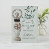 heidense moedergodin met bladeren Baby shower Kaart (Staand voorkant)
