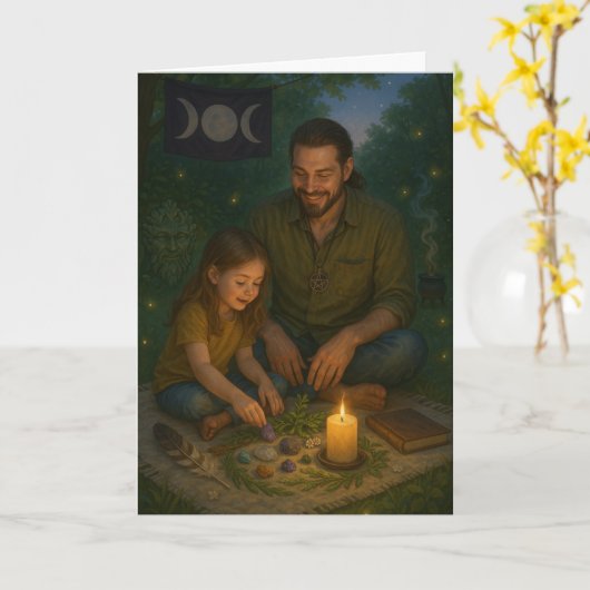 Heidense Vaderdag Zegen Kaart (Gele Bloem)