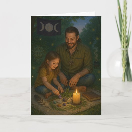 Heidense Vaderdagzegenwens Kaart (Voorkant)